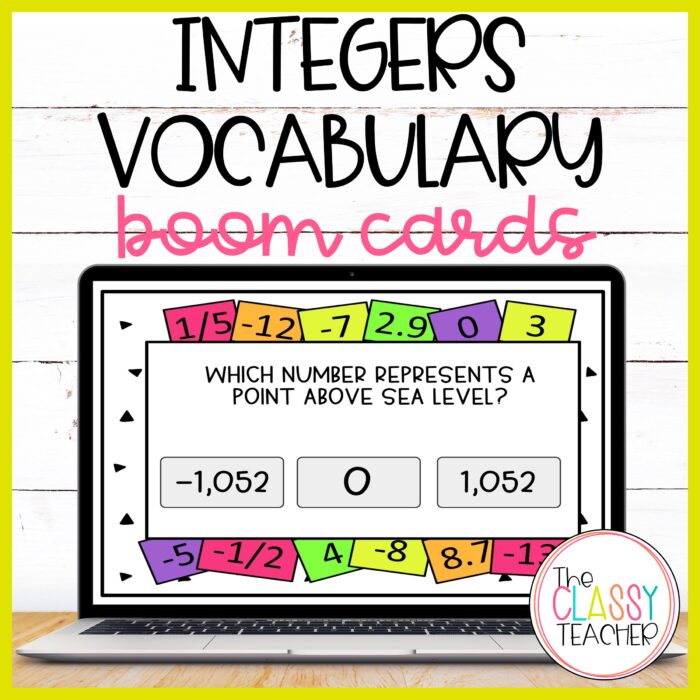 Integers Vocabulary Boom Cards