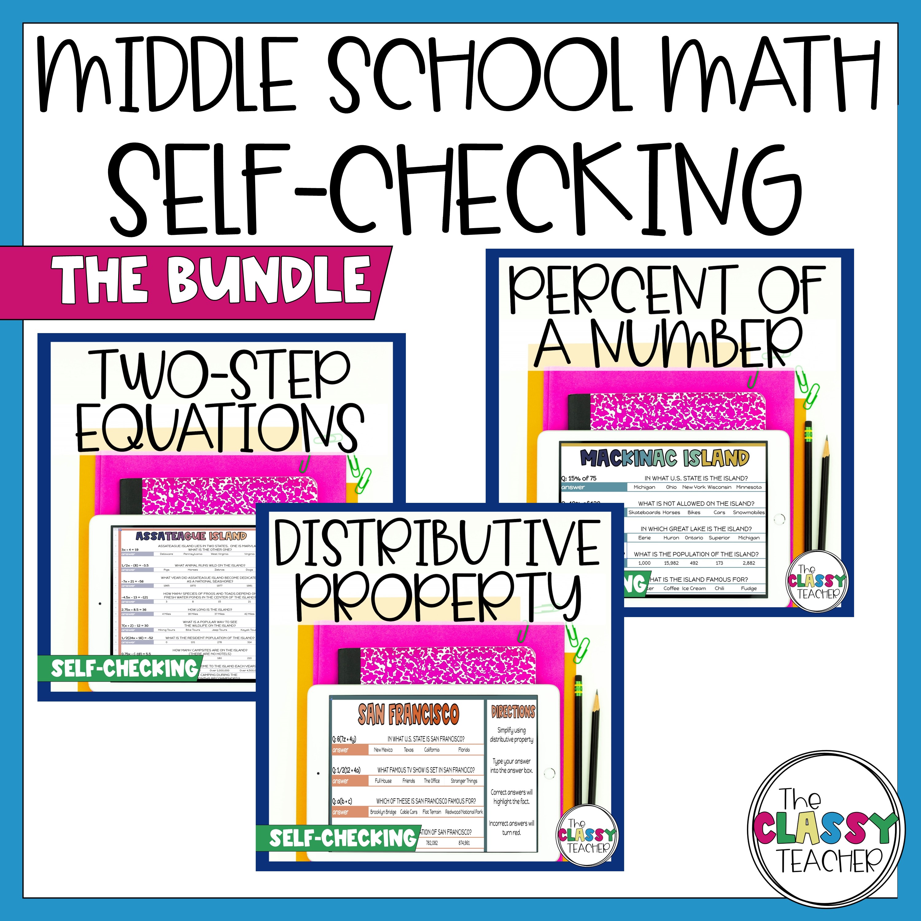 middle school self checking math worksheet are student centered activities